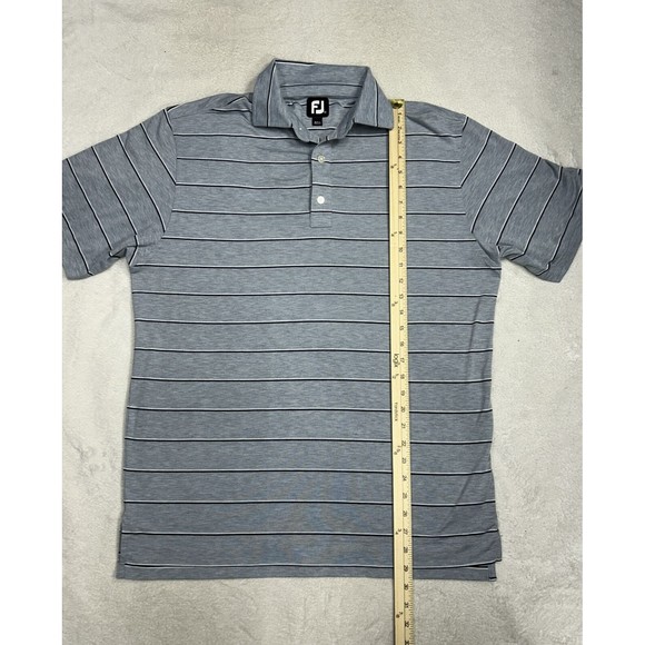 Footjoy Gray Striped Soft Touch Short Sleeve Golf Polo Shirt Men's Size Medium - Picture 6 of 7